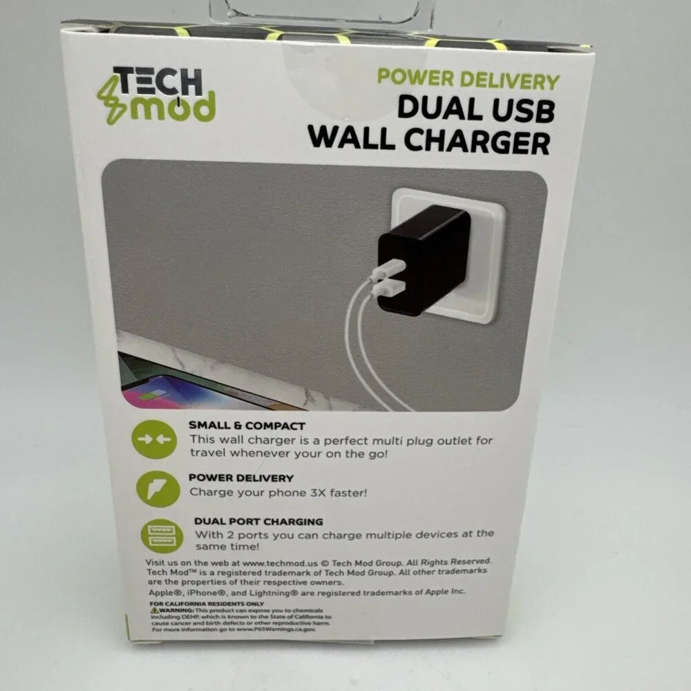tech mod 20w dual usb wall charger GR59